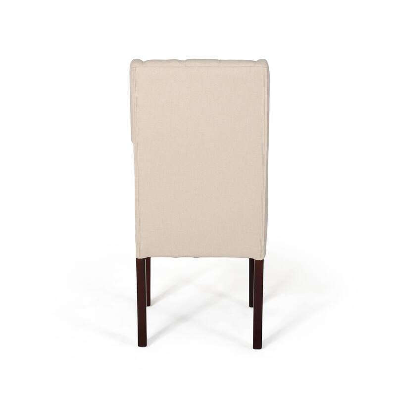 Wingback Upholstered Dining Chairs Set of 2, Fabric Side Dining Room Chairs with Tufted Button, Home Kitchen Wood Chairs