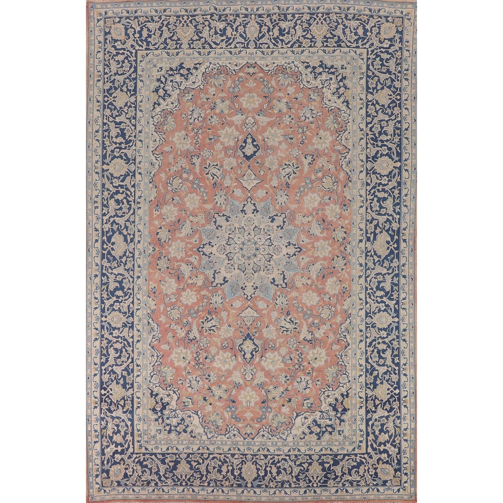 Vintage Floral Najafabad Persian Vintage Area Rug Handmade Wool Carpet - 9'2"x 13'4"