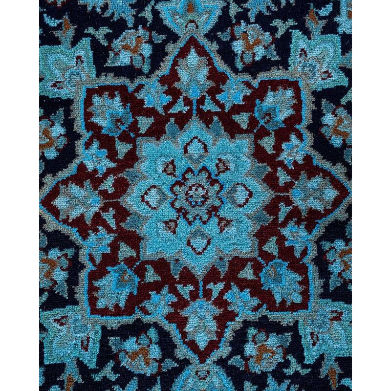 Overton Hand Knotted Wool Vintage Inspired Modern Contemporary Overdyed Blue Area Rug - 10' 3" x 14' 4"