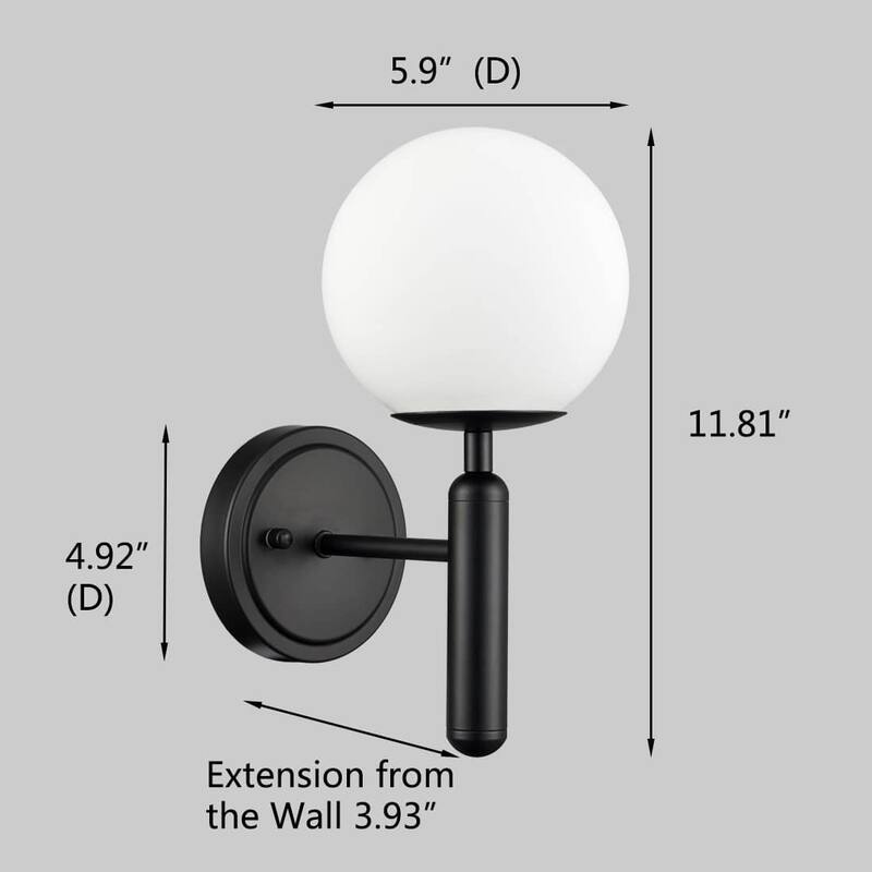 Sora Mid-Century Modern Wall Sconces With Opal Globe Shade Set of 2