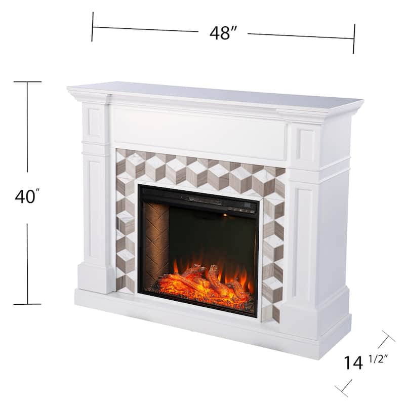 SEI Furniture Darvingmore Marble Fireplace - 48"W x 15"D x 40"H