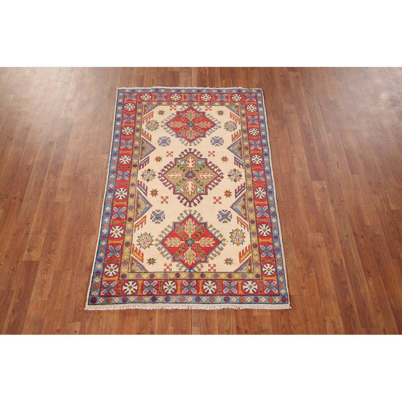 Handmade Kazak Oriental Accent Rug Handmade Wool Carpet - 3'2" x 5'1"