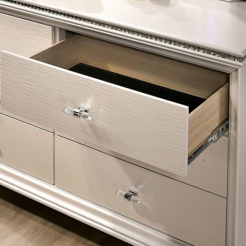 Allenby Contemporary Pearl White 55-inch Wide 6-Drawer Wood Dresser by Silver Orchid