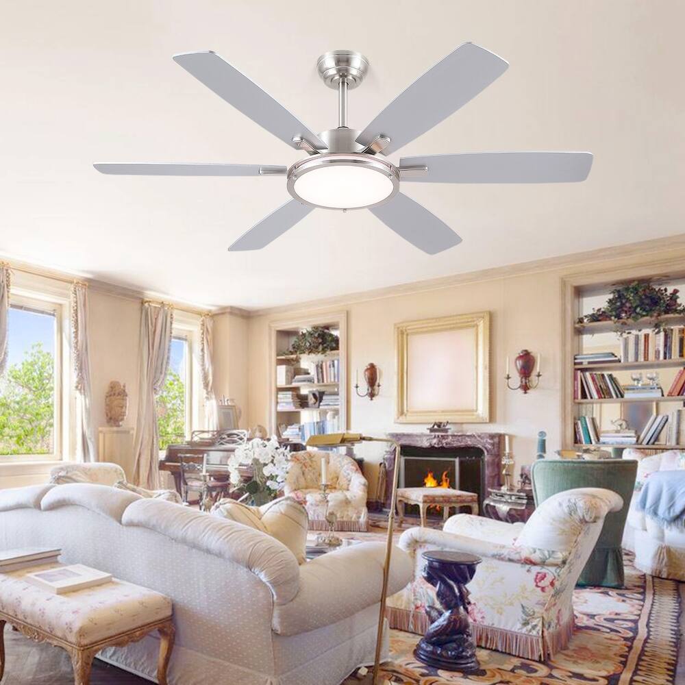 52" Modern Quiet Ceiling Fan with Light and Remote 6 Speed Airflow Bright Light for Bedroom Living Room Patio - 52 Inches