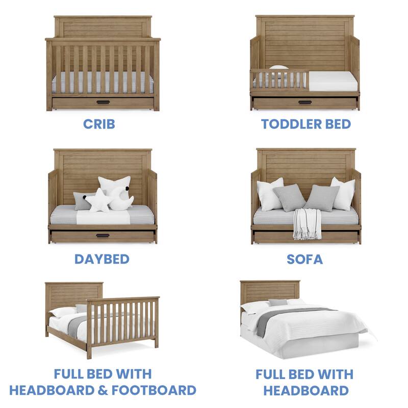 Caden 6-in-1 Convertible Crib with Trundle Drawer - N/A
