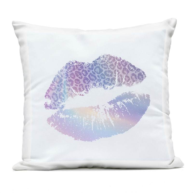 Stupell Glam Patterned Kiss Printed Outdoor Throw Pillow Design by Kim Allen - Accent - Polyester - Purple - Single