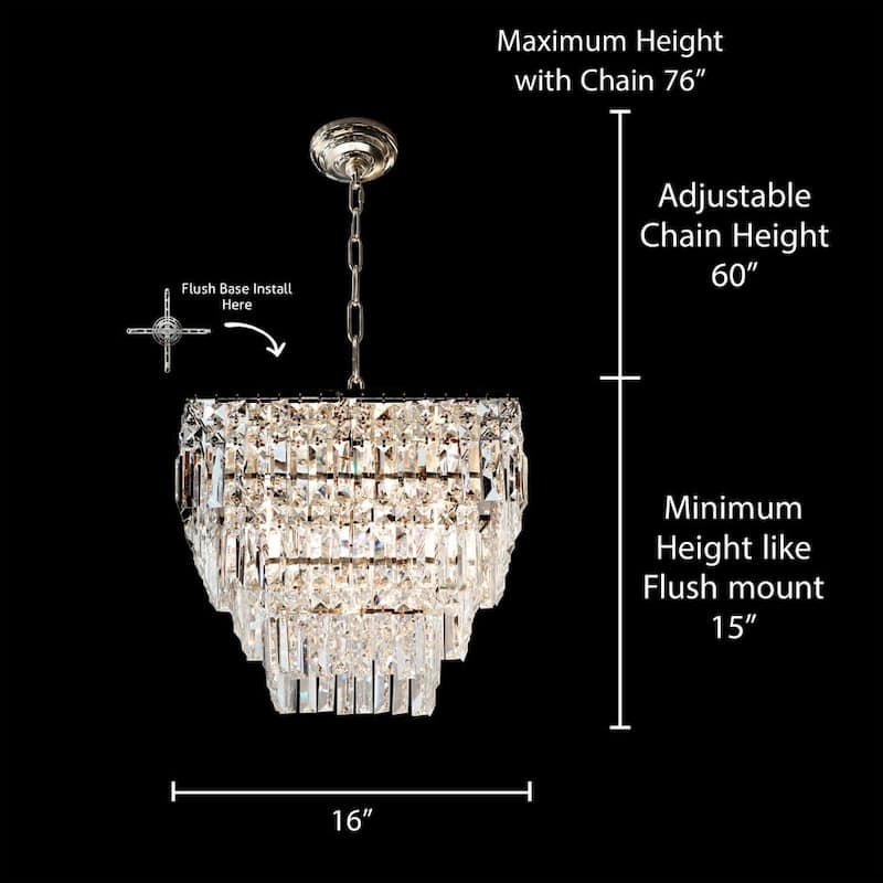Luxury Crystal Chandelier 16" W Lighting Fixture
