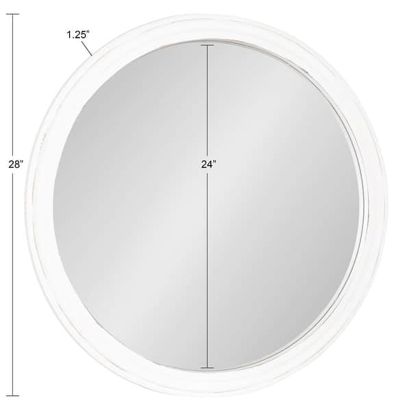 dimension image slide 0 of 3, Kate and Laurel Mansell Wood Framed Wall Mirror - 28" Diameter