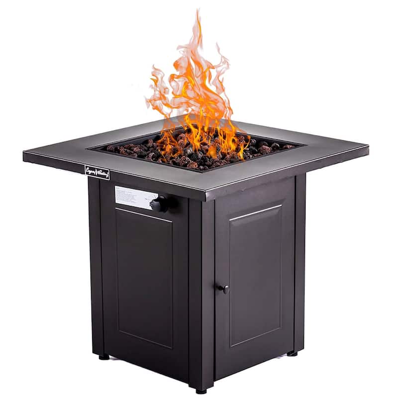 28in, 50000 BTU Propane Gas Square Outdoor Fire Pits Table with Lid
