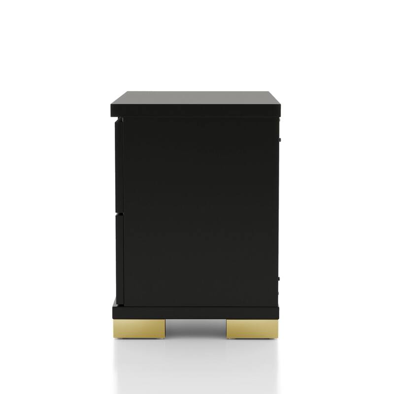 Furniture of America Halifax Modern 4-Piece Wood Black Platform Bedroom Set with Underbed LED