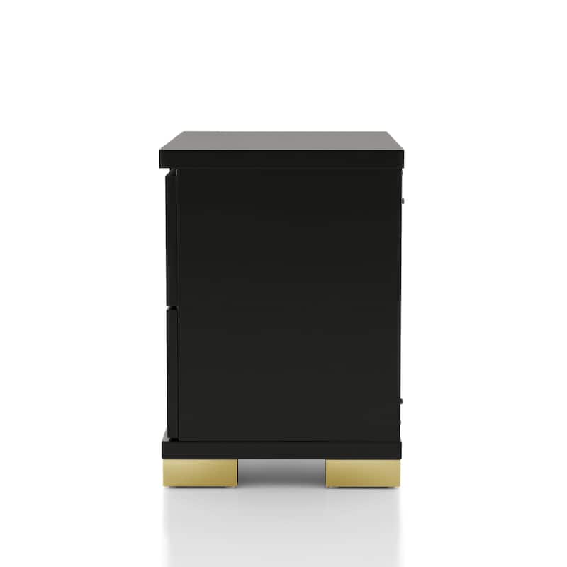 Furniture of America Halifax Modern Rubberwood Black Chest and 2 Nightstand Bedroom Set