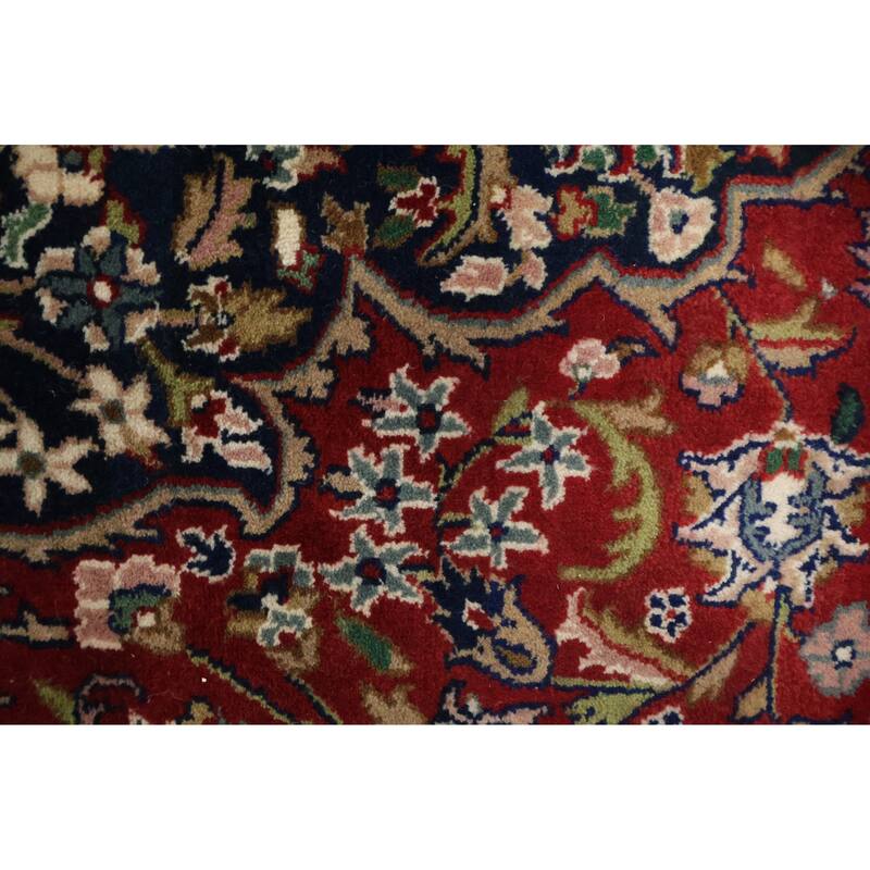 Hand Knotted Oriental 100% Wool Carpet Traditional Traditional Red Kashan Area Rug - 9' 11'' X 7' 11''