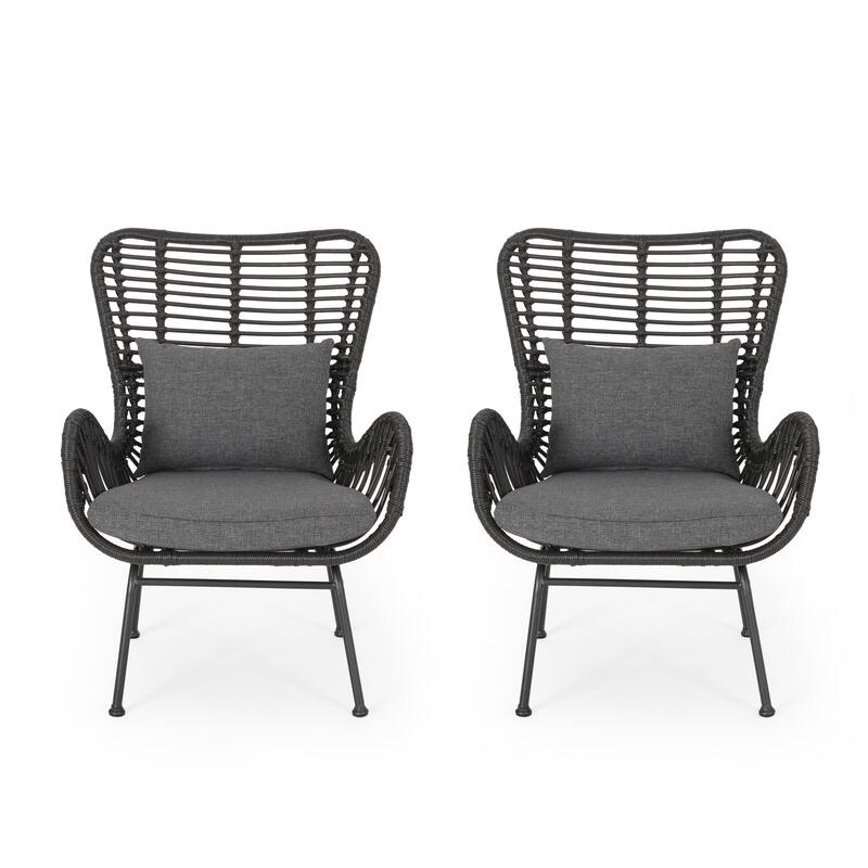 Wicker Patio Chair with Cushions (Set of 2)
