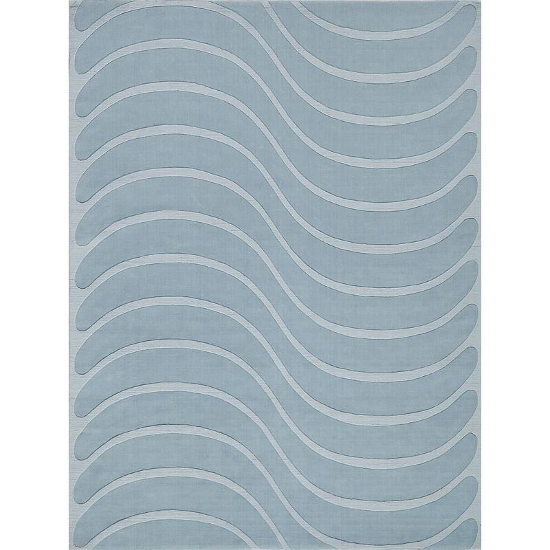 Exquisite Rugs Tempo Handmade Handloomed New Zealand Wool Light Blue Area Rug