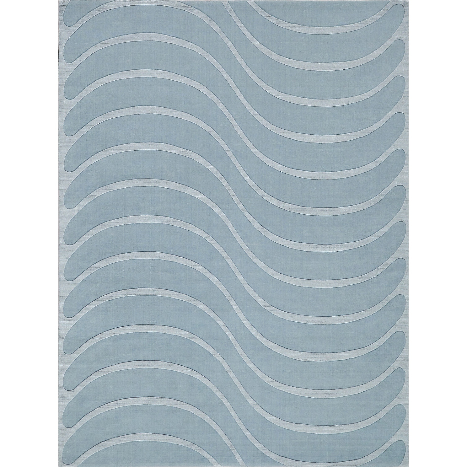 Tempo handloomed New Zealand Wool Light Blue Area Rug - 9' x 9' Round
