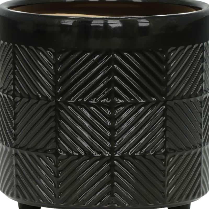 6/8" Ceramic Textured Planters,Set of 2
