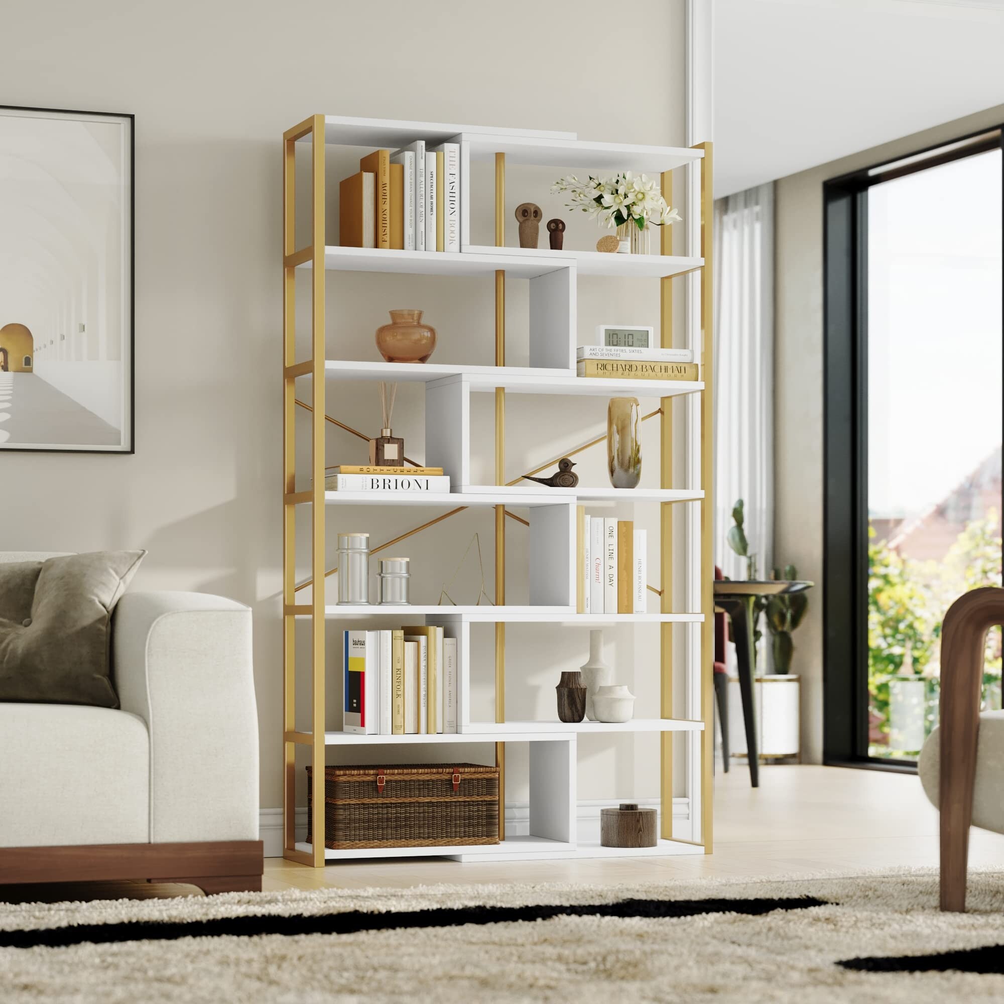 Double etagere deals bookcase