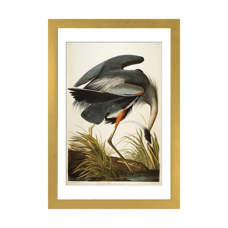iCanvas "Great Blue Heron " by John James Audubon - Gold - 32x24x1