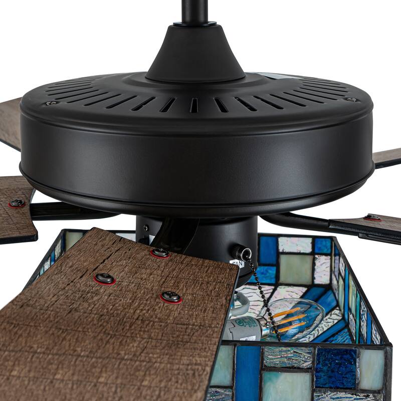 Reid River of Goods 5-blade 52-inch Indoor Tiffany-style Ceiling Fan with Shade and Remote Control