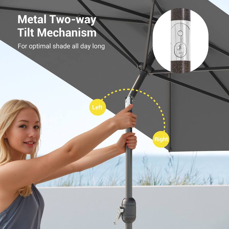 BONOSUKI 6x9FT Patio Market Umbrellas Table Umbrella with Tilt Button