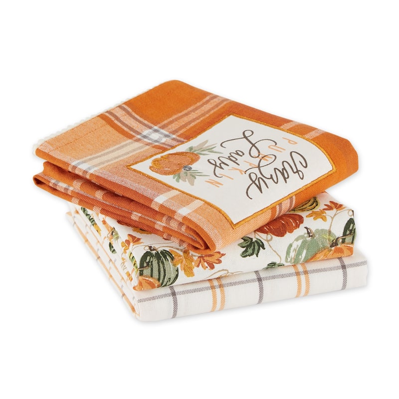 Autumn Pumpkins Printed Dishtowel (Set of 2)