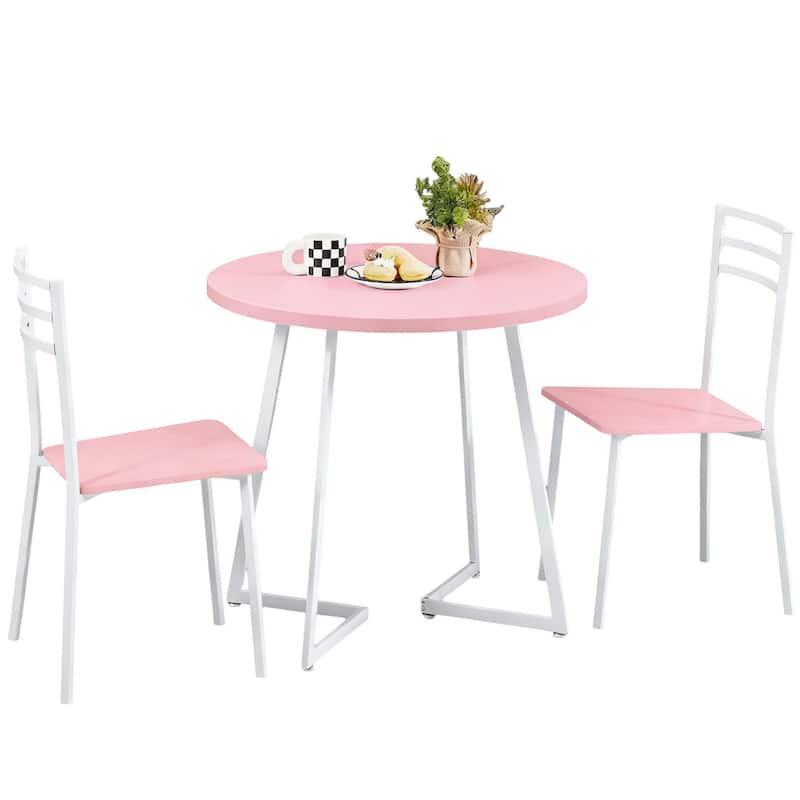 VECELO 3-Pieces Round Dining Sets for Small Spaces Butterfly Leg Table Dining Table Set of 3