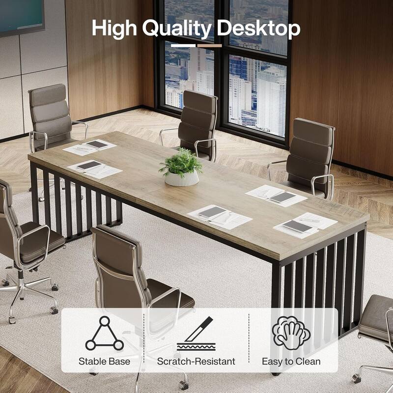 78" Rectangle Conference Table, Long Meeting Table for Seminar, Business, Negotiation