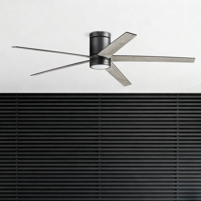 60" Honeywell Graceshire Matte Black Indoor Ceiling Fan with LED Light and Remote Control, 6-Speed BLDC Motor - Matte Black