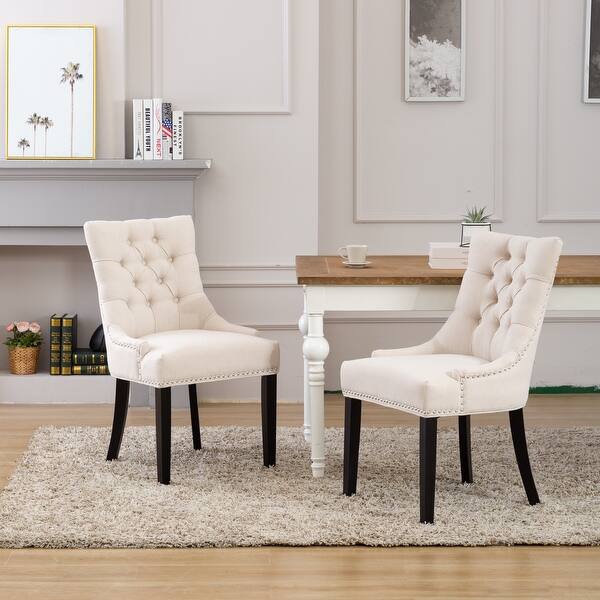 Grandview Tufted Upholstered Linen Fabric Dining Chair On Sale Overstock 31845221