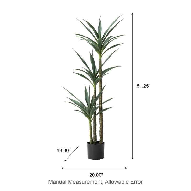 Glitzhome 4.25ft. Artificial Dracaena Faux Tequila Plants in Pot - 20.00"W X 18.00"D X51.25"H