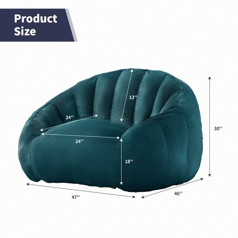 Mixoy Modern Giant Bean Bag Chairs,Shell-Shaped Plush Large Upholstered Floor Sofa Chair,Stuffed Accent Chair
