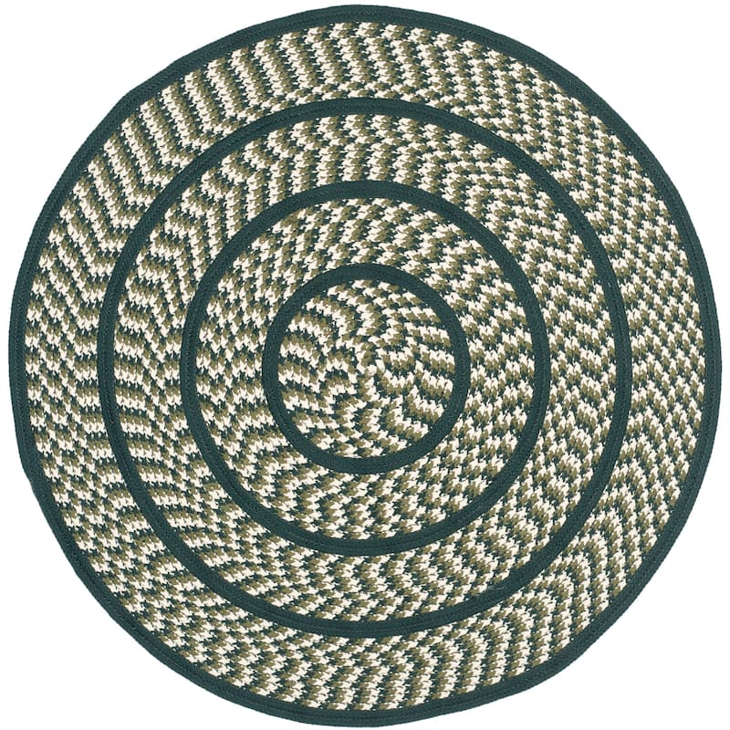 SAFAVIEH, Handmade Braided Jinela Country Rug - 3' Round - Ivory/Dark Green