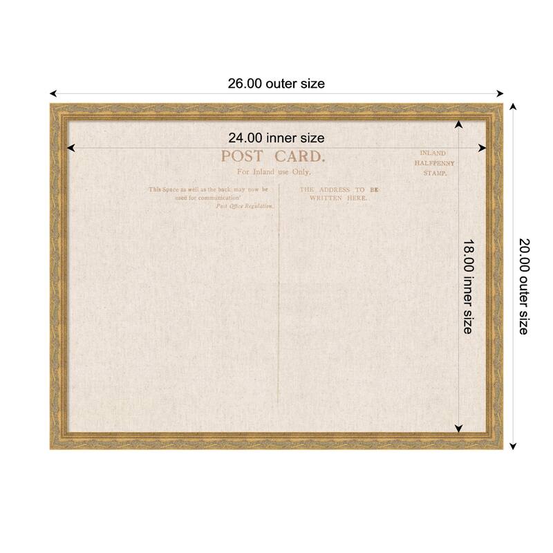 Kate and Laurel Framed Fabric Pinboard Linen Vintage Post Card Wall Organization