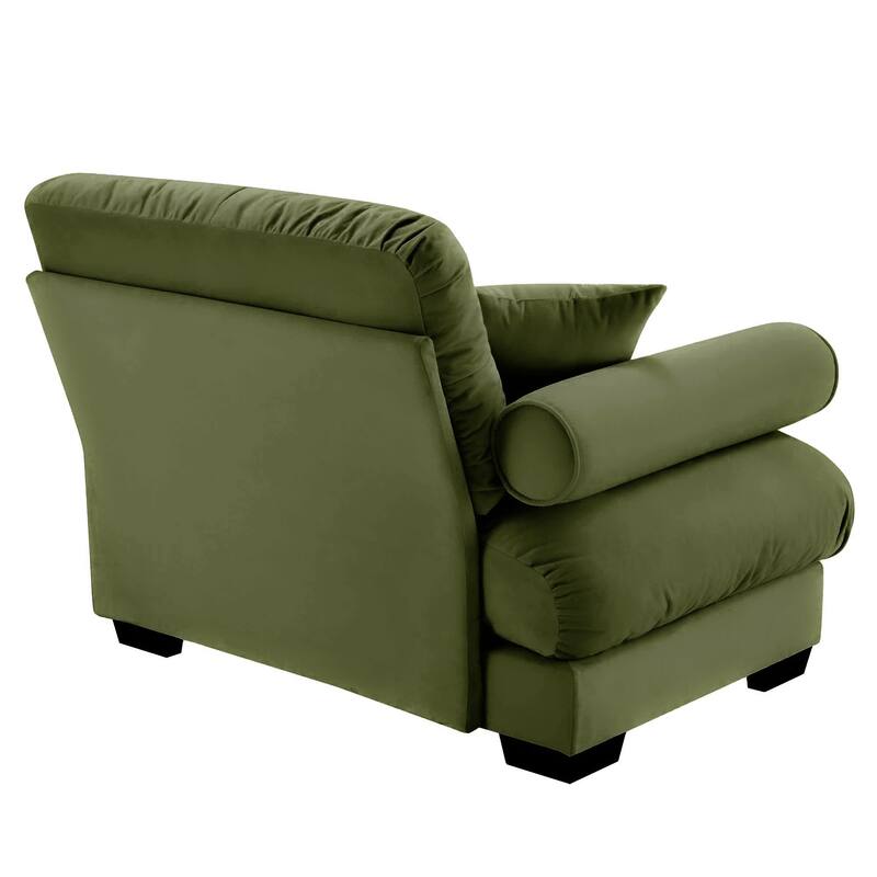 Velvet Upholstered Armless Sofa Chair with 1 Pillow