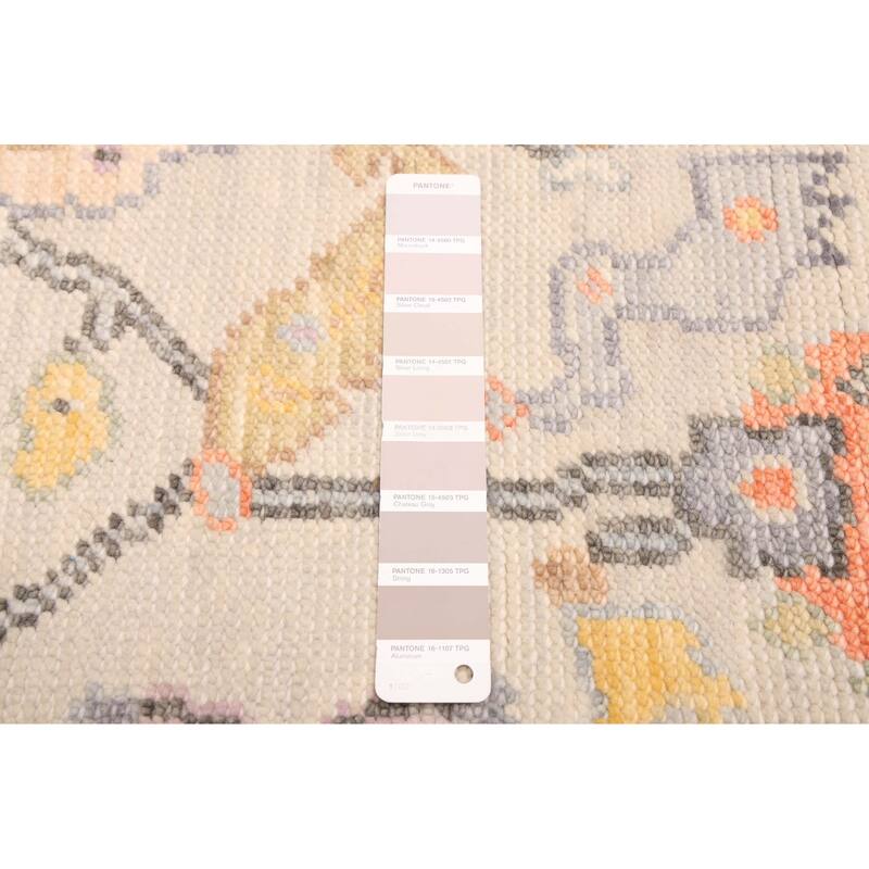 ECARPETGALLERY Hand-knotted Modern Oushak Light Grey Wool Rug - 3'7 x 5'6