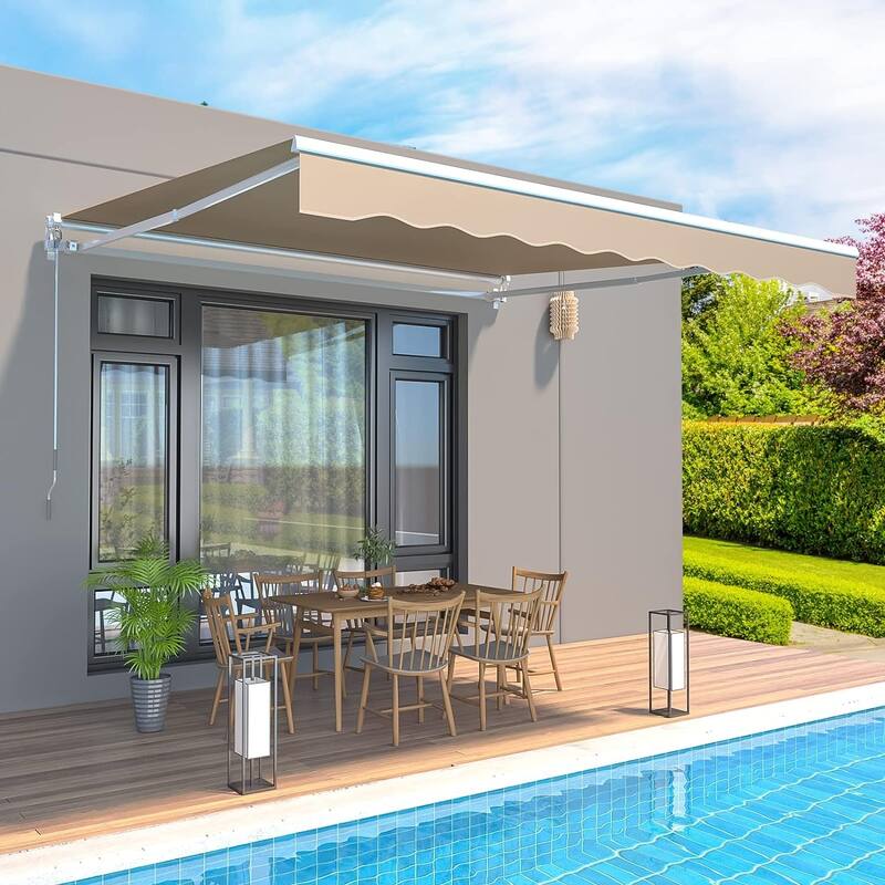 AECOJOY Manual Retractable Patio Awning Outdoor Sunshade Shelter (Cover Only)