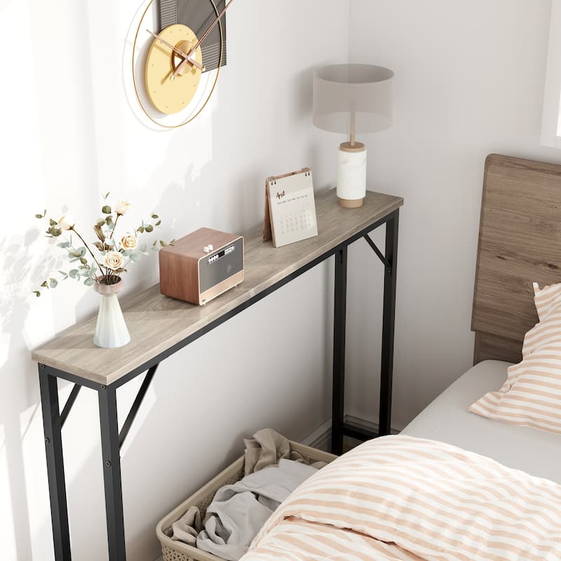 5.9" Narrow Sofa Table, Skinny Console Table with Storage