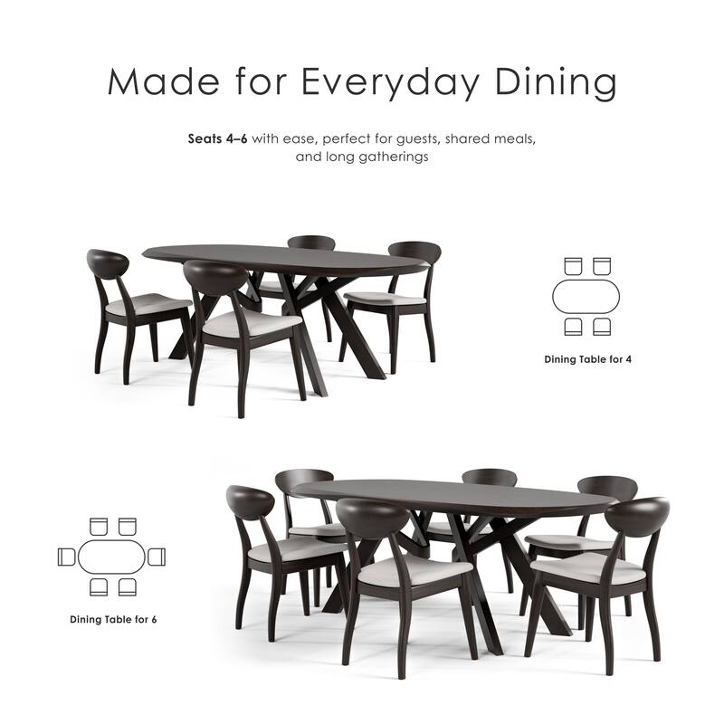 Furniture of America Abigail VI Mid-Century Modern 5-Piece Black Handfinished Solid Wood Dining Set