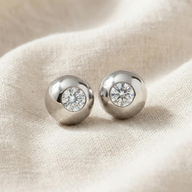 Bliss Diamond 2Ct TW Diamond Button Studs Gold Lab Grown
