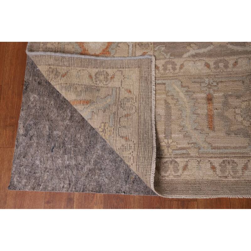 Transitional Oushak Area Rug Hand-Knotted Floral Wool Carpet - 8'9" x 11'7"