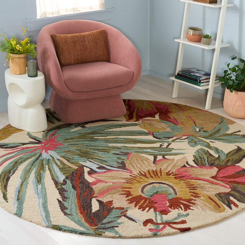 SAFAVIEH Handmade Jardin Kristell Country Floral Wool Rug