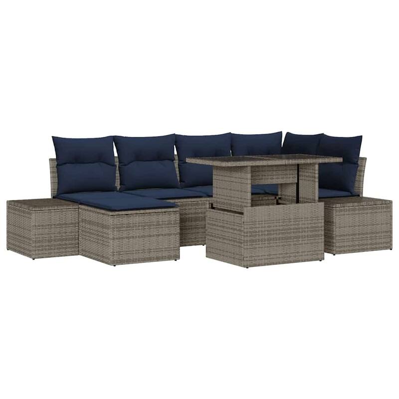 vidaXL 7 Piece Garden Sofa Set with Cushions - 103.9×60.6×27.2