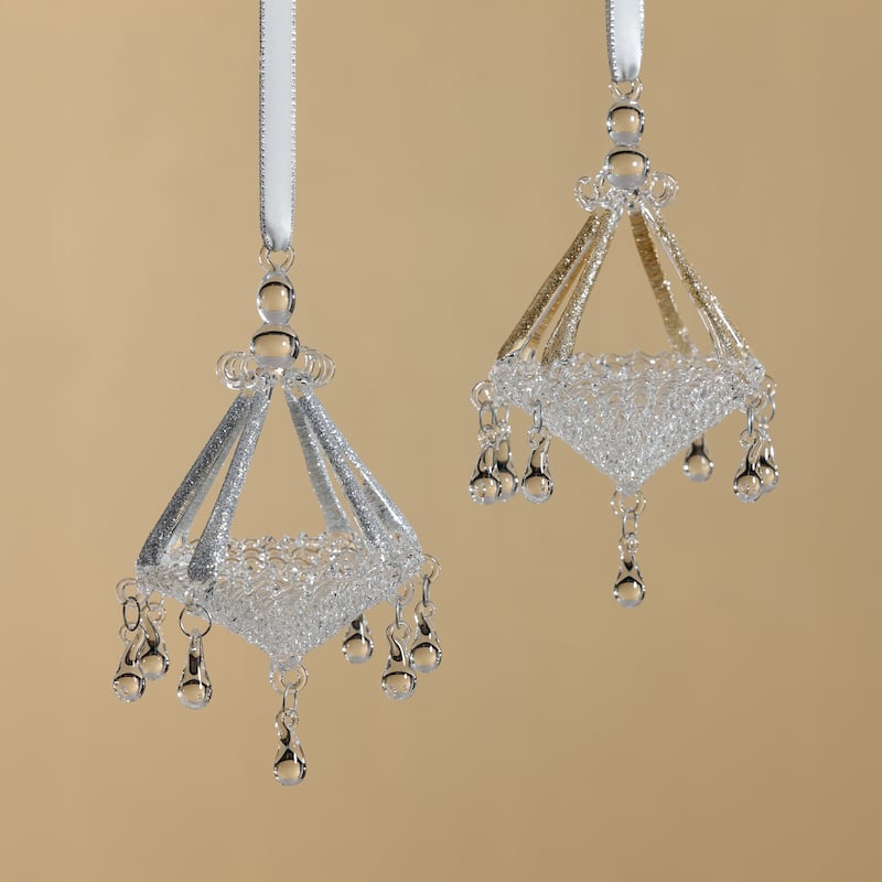 Chandelier Glass Holiday Hanging Ornaments, Set of 6