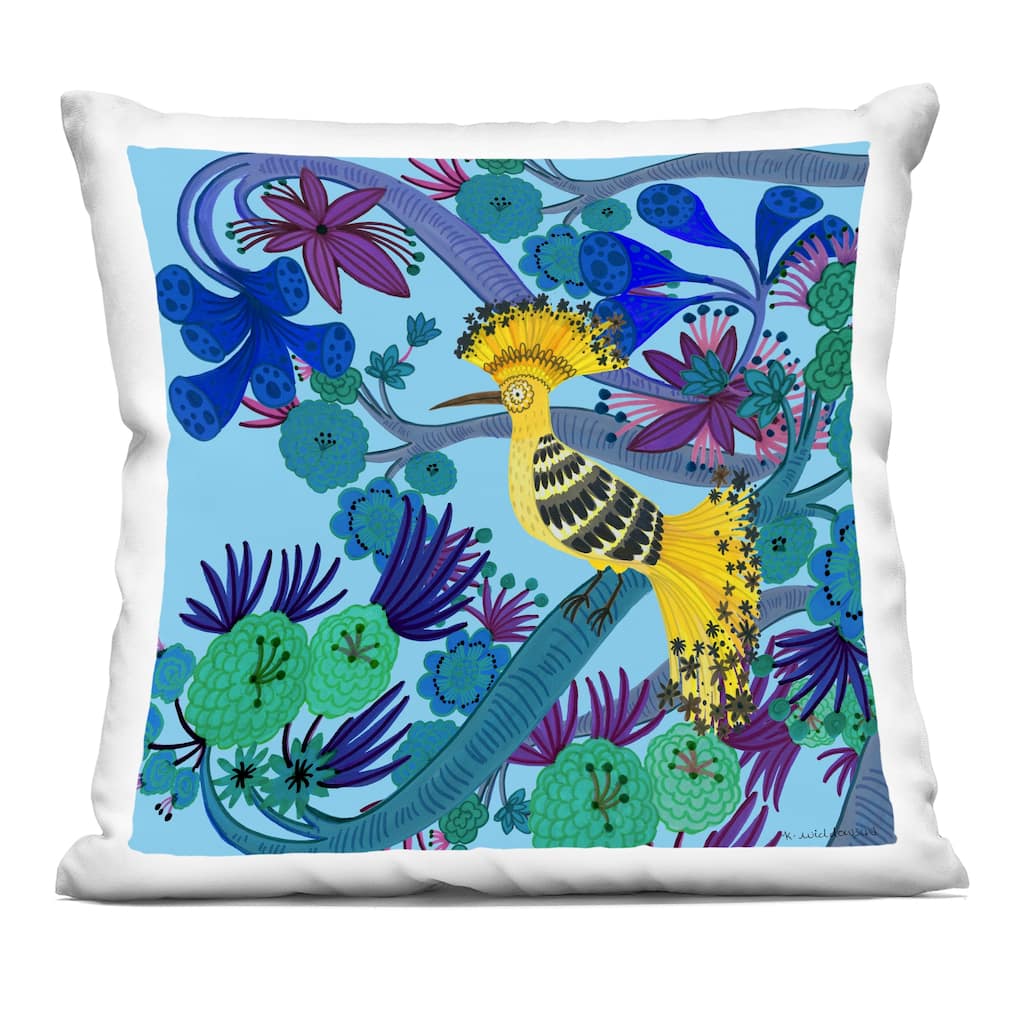 Stupell Whimsical Yellow Bird & Flowers Decorative Printed Throw Pillow Design by Kay Widdowson