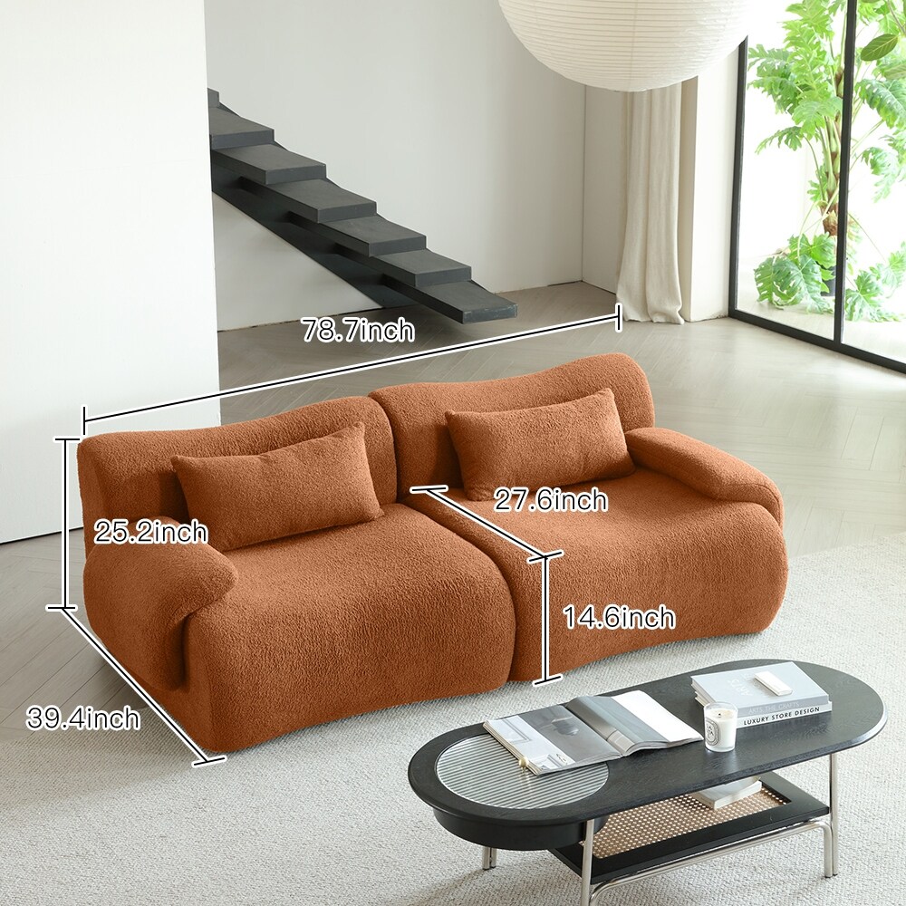 JASIWAY Modern Teddy Velvet Upholstered Sofa Couch - Bed Bath