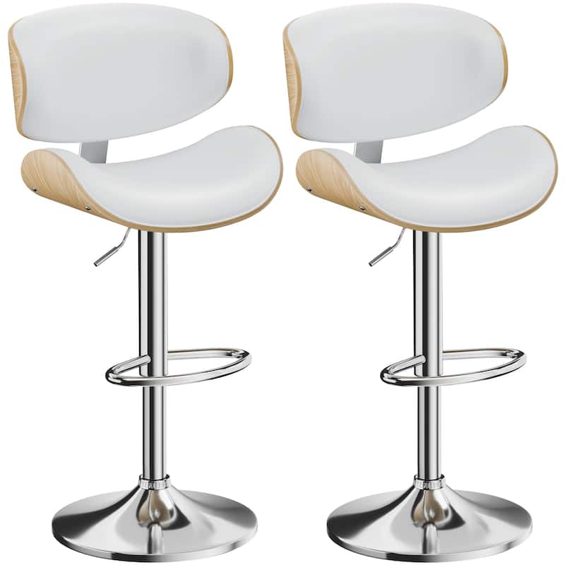 Bar Stools Adjustable Height Swivel Faux Leather Armless Barstools