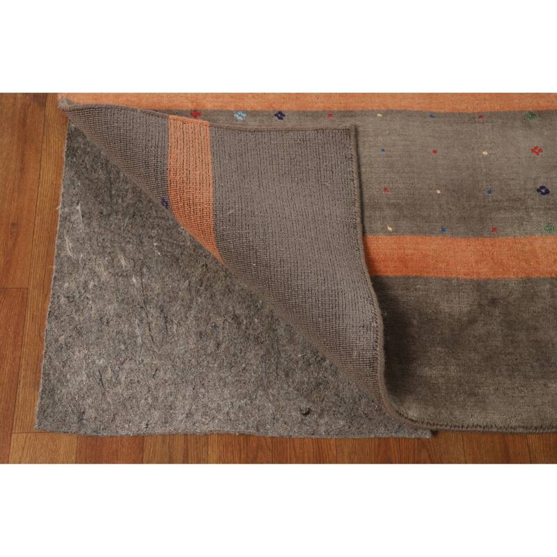 Hand Knotted Oriental 100% Wool Carpet Tribal Tribal Brown Gabbeh Area Rug - 9' 10'' X 8' 1''