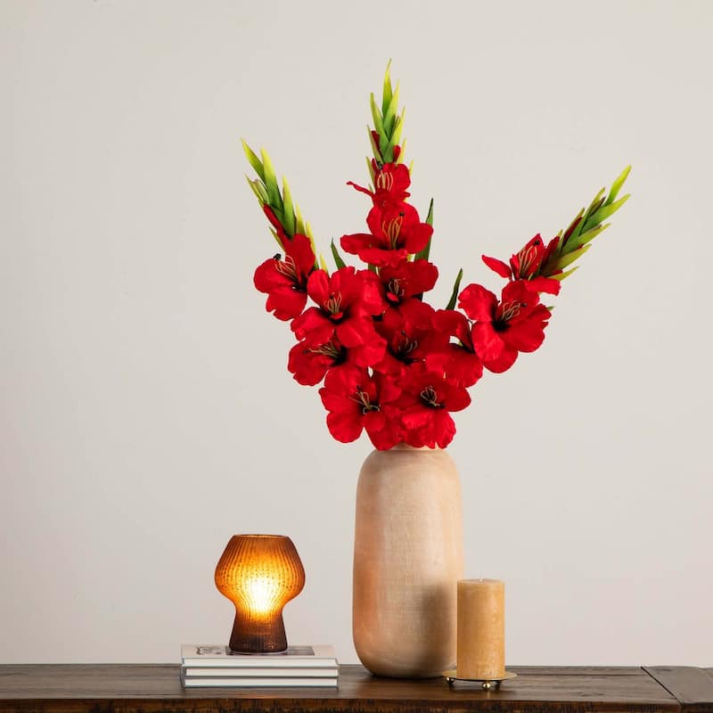 Artificial Gladiolus Floral Stem Sprays - 45" - Set of 3 - Red