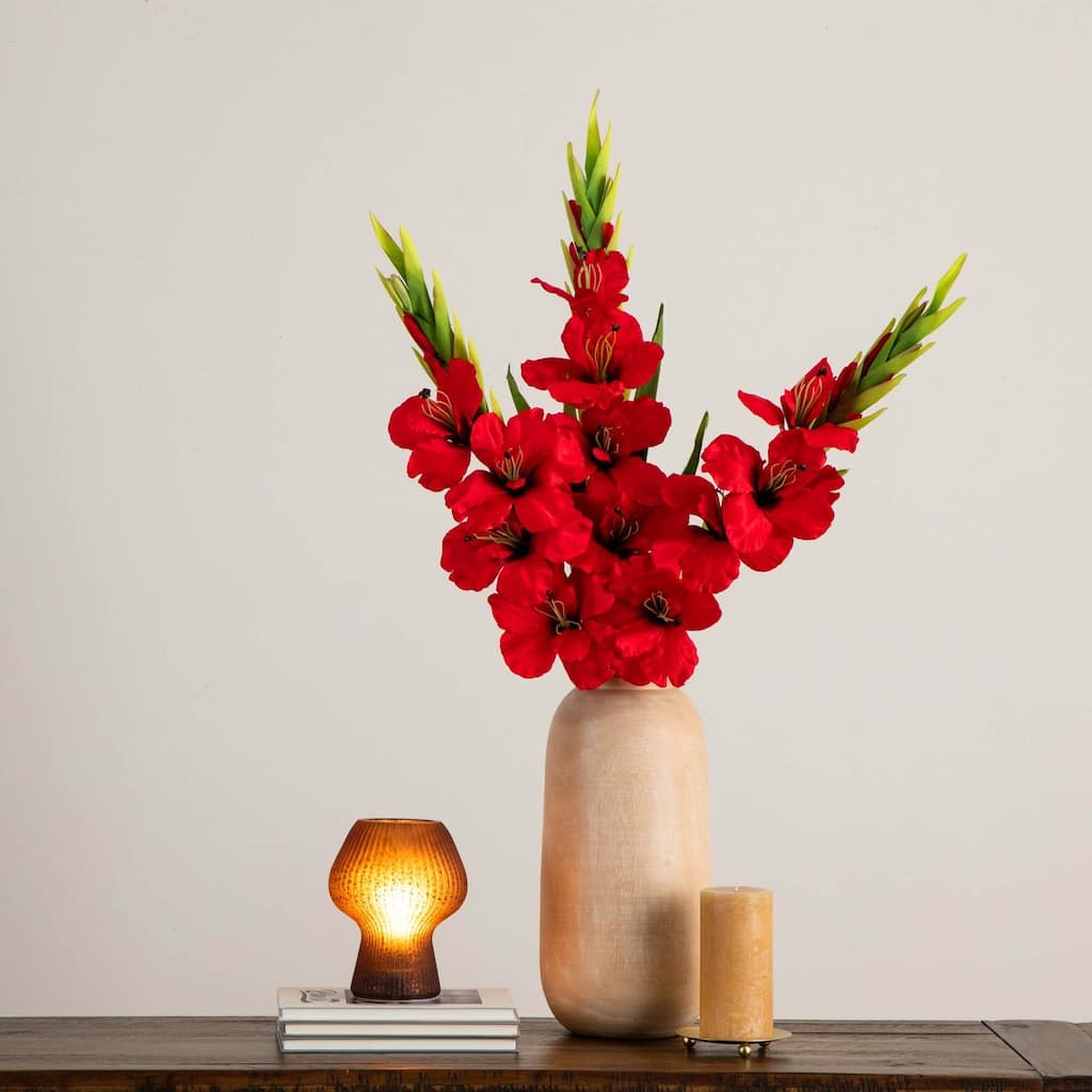 Artificial Gladiolus Floral Stem Sprays - 45" - Set of 3 - Red