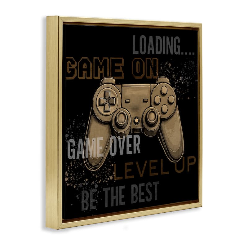 Stupell Gamer Controls Phrases Framed Floater Canvas Wall Art Design By Kim Allen
